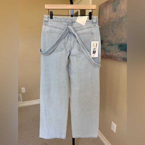 Abrand Womens 99 Low Baggy Jeans Light Vintage Indigo 26 Straight Ridged New - Picture 4 of 8